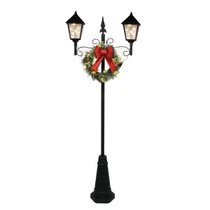 Holiday Time 6' Pre-Lit Battery-Operated Christmas Lamp Post with Lighted Wreath