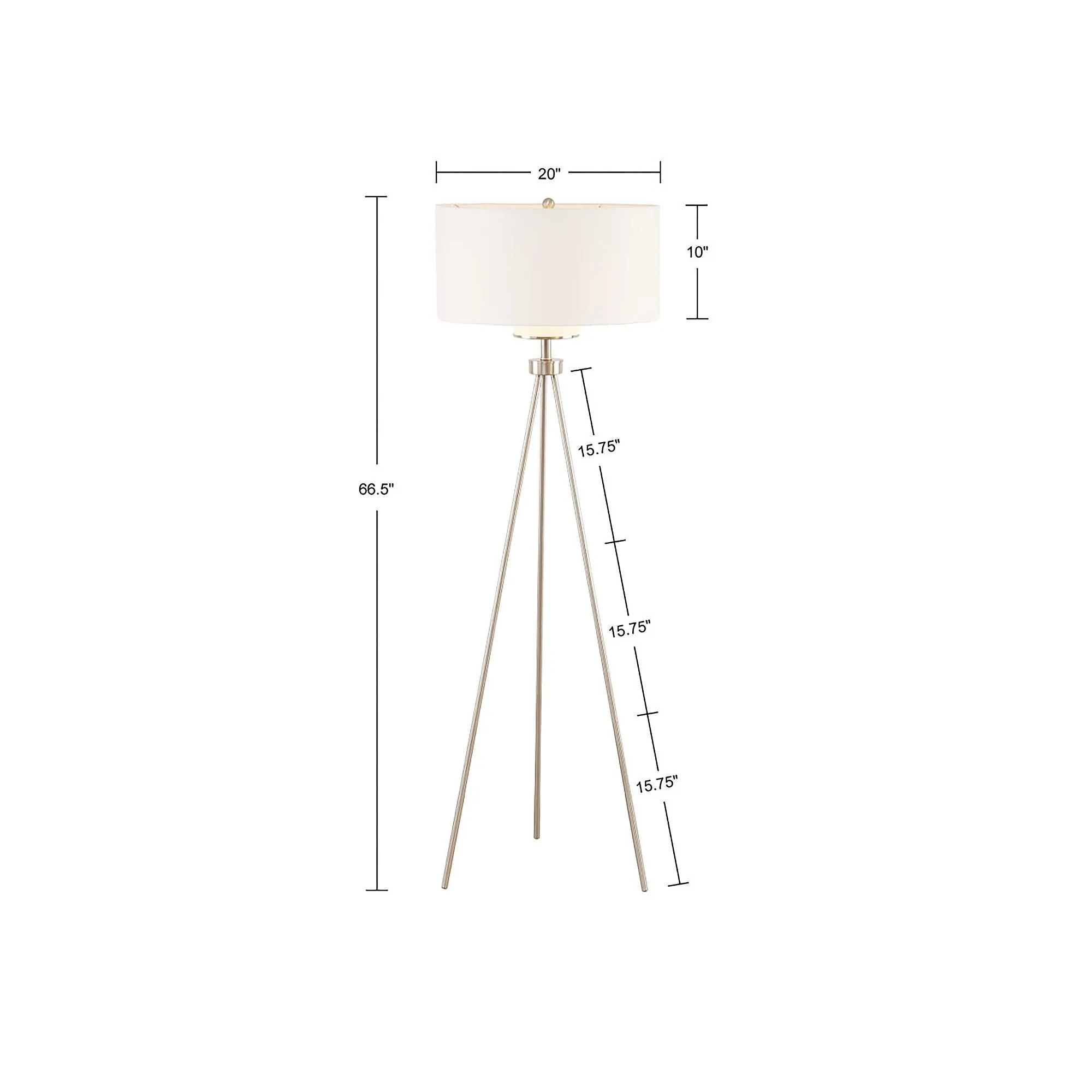 Ink   Ivy Ink Ivy Pacific Metal Tripod Floor Lamp With Glass Shade - SILVER ONE SIZE