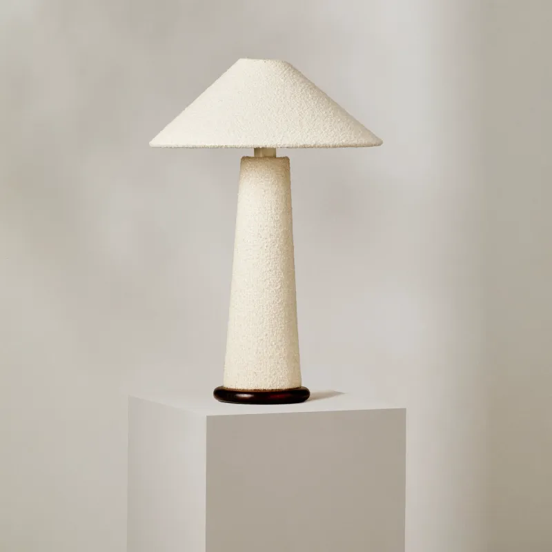 Ivory Textured Boucle Table Lamp