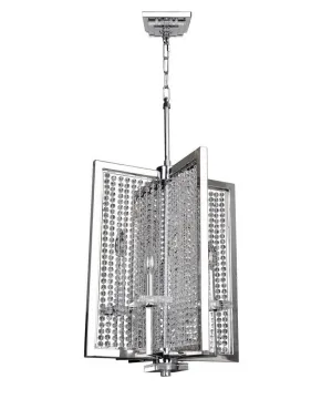 Kalco Lighting 10136-010-FR001 Rockefeller Collection Four Light Hanging Pendant Chandelier in Polished Chrome Finish
