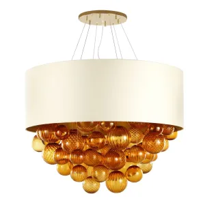 Large Modern Ceiling Pendant With Amber Glass Globes