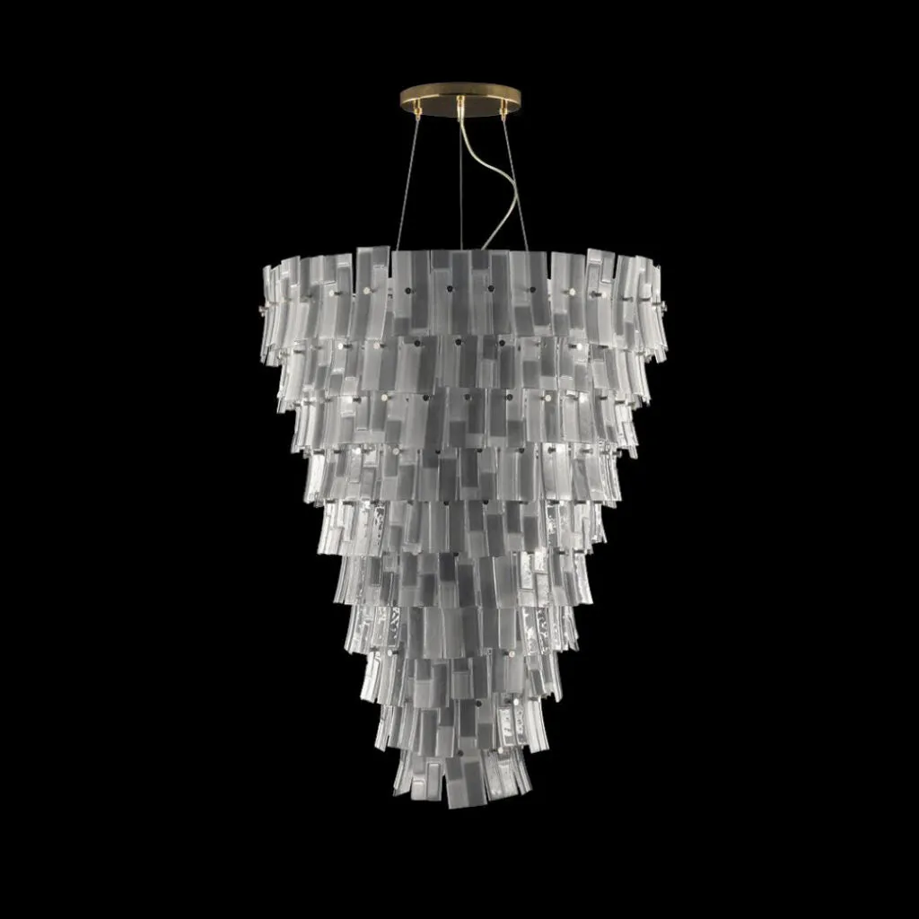Large Modern Frosted Glass Stairwell Chandelier