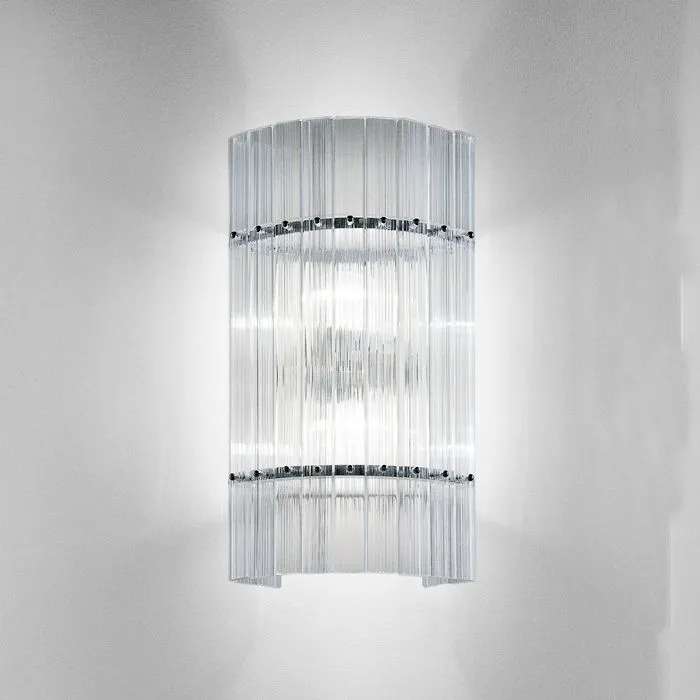 Large Modern Nastri Ribbed Glass Wall Light From Venini