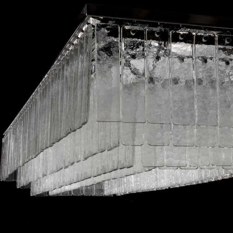 Large rectangular ceiling lamp chromed