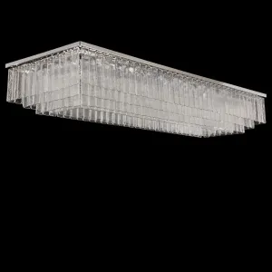 Large rectangular ceiling lamp chromed