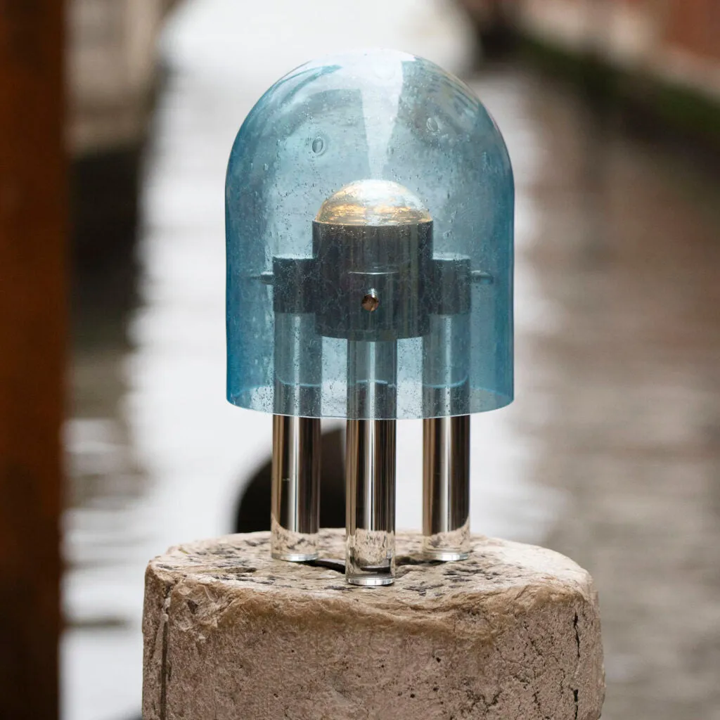 Luxury Wireless Space Age Table Lamp With Bubble Glass