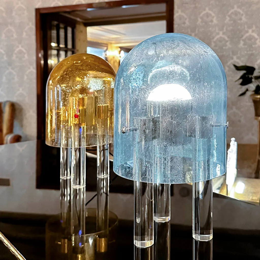 Luxury Wireless Space Age Table Lamp With Bubble Glass