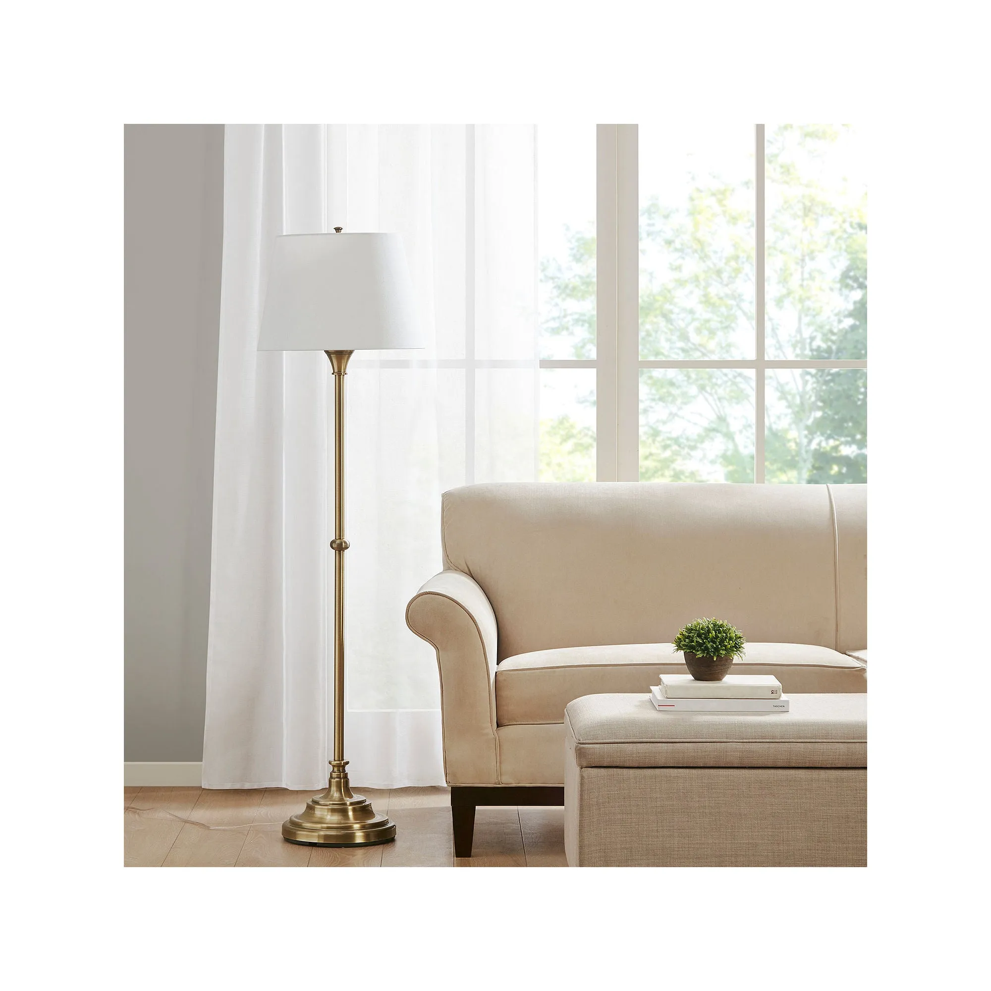 Martha Stewart 59"H Aelorian Iron Floor Lamp - ANTIQUE BRASS ONE SIZE