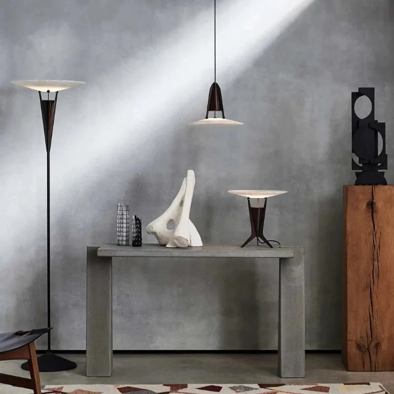 Mid-Century Alabaster and Brass Floor Lamp