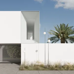 Minimalist Orb and Stem Bollard Light