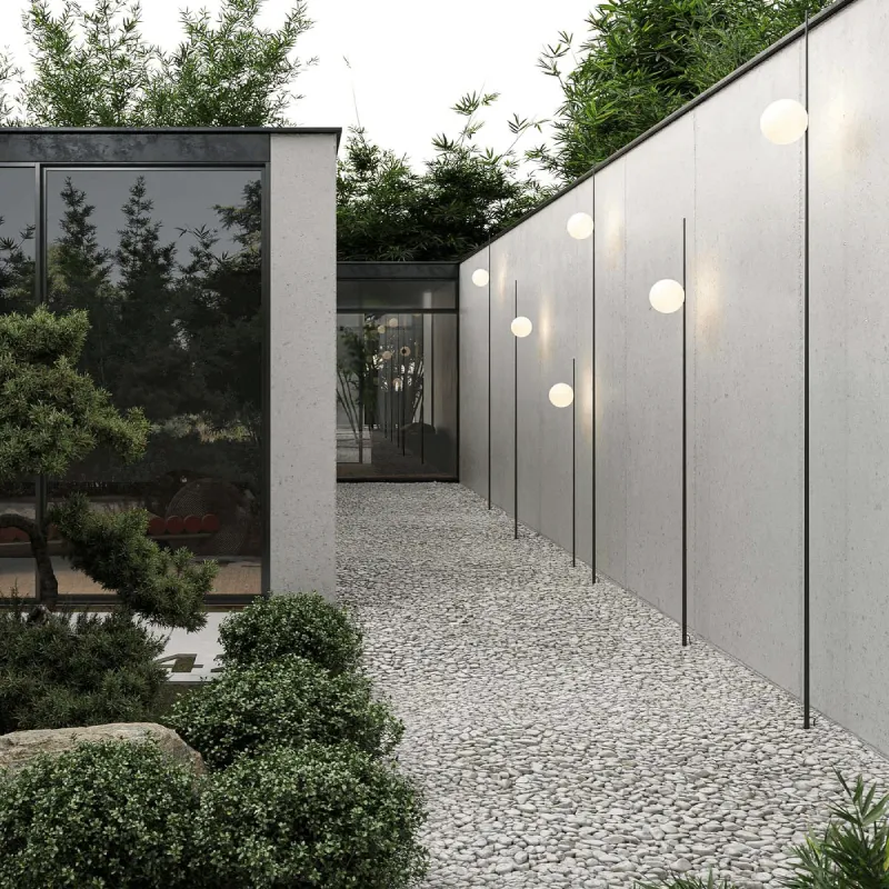 Minimalist Orb and Stem Bollard Light