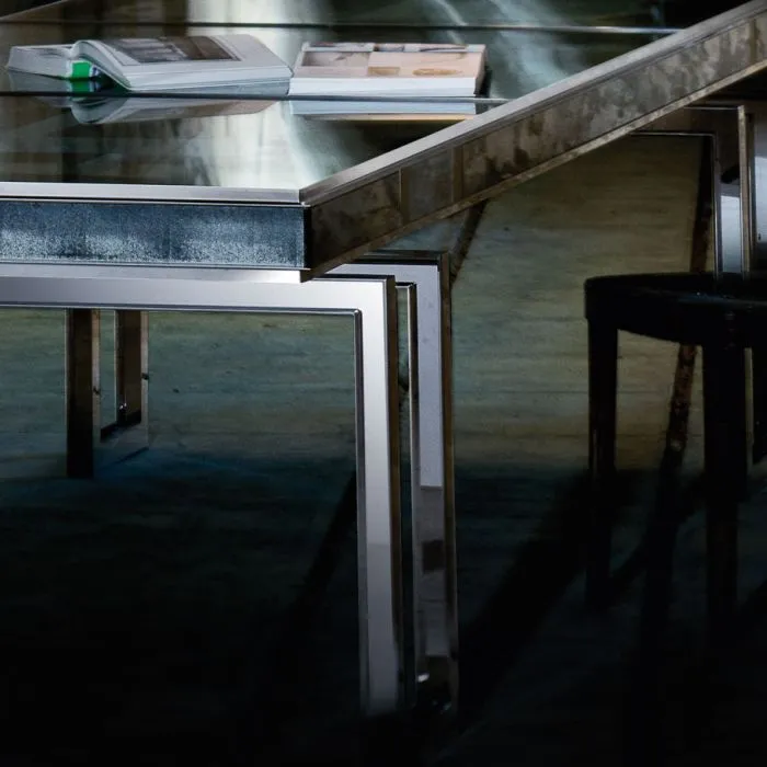 Modern 3 Metre Venetian Mirror Glass Table