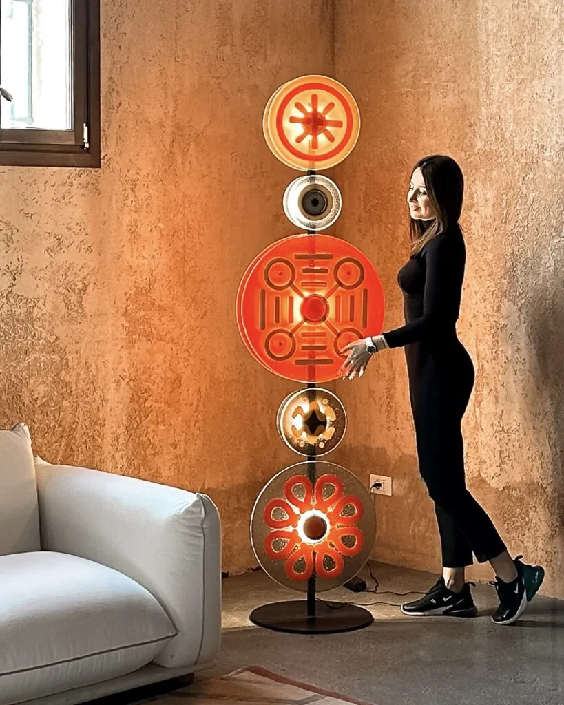Modern Artistic Pop Art Floor Lamp in Murano glass - Orange