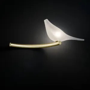 Modern Brass Branch Wall Lamp With Frosted Dove