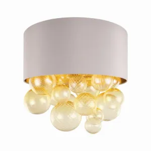 Modern Ceiling Lamp With White Shade & Amber Spheres