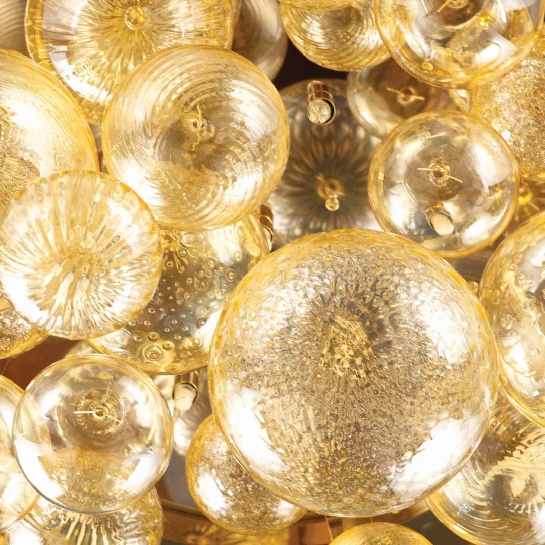 Modern Ceiling Lamp With White Shade & Amber Spheres