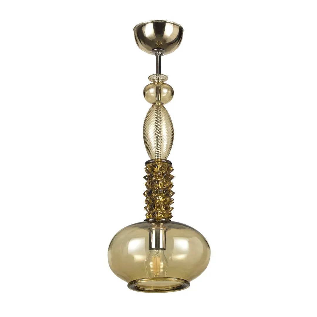 Modern Dark Amber Artistic Glass Pendant