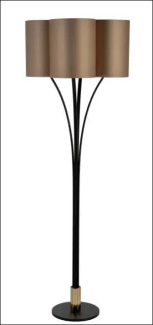 Modern Floor Light With Beige Satin Shade