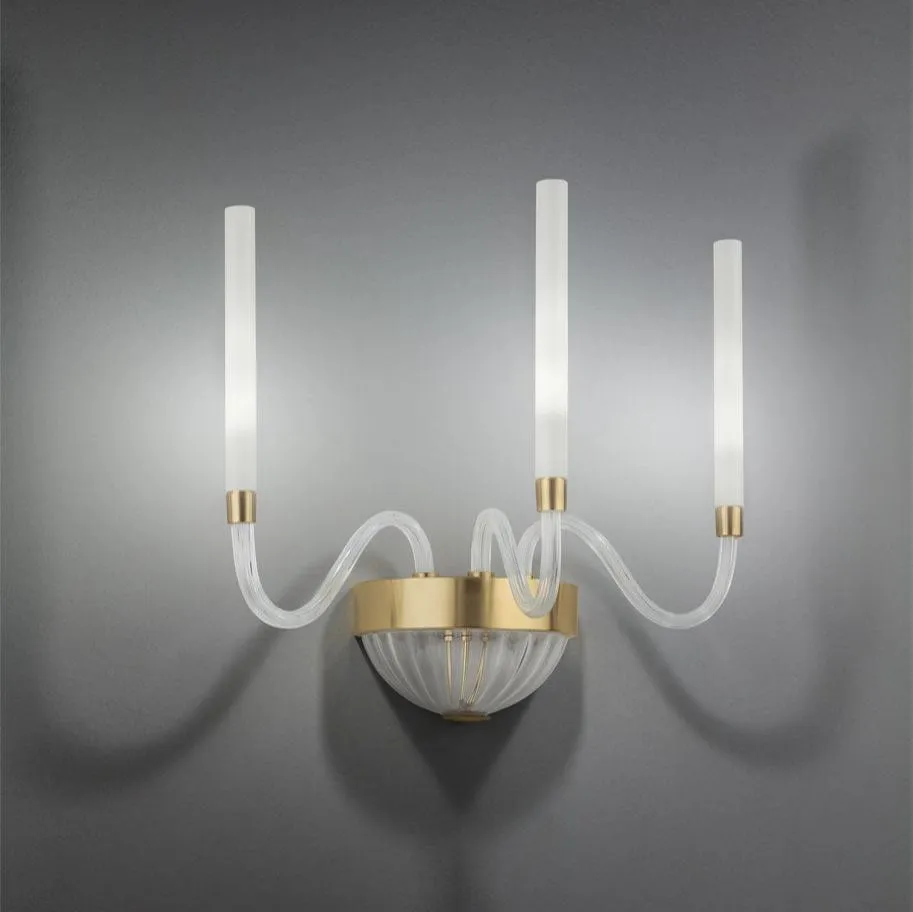 Modern Frosted Glass Wall Lamp With Brass Fittings