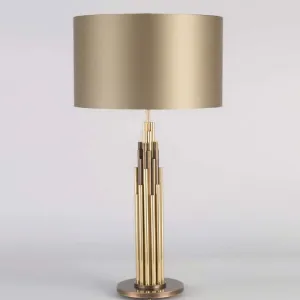 Modern High End Brass Table Lamp With Sage Green Shade