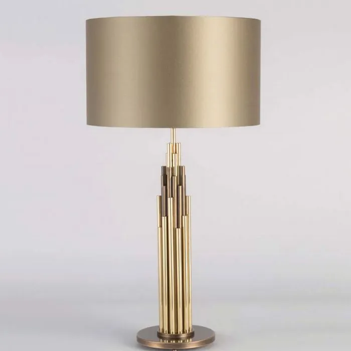 Modern High End Brass Table Lamp With Sage Green Shade