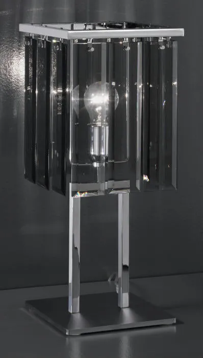 Modern Metal Table Lamp With Smoked Grey Glass Diffuser