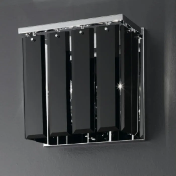 Modern Metal Wall Light With Black Glass Diffuser