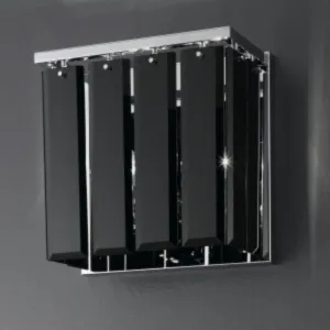 Modern Metal Wall Light With Black Glass Diffuser