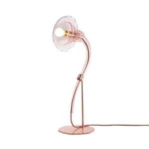 Modern Pink Glass & Copper Flower Table Lamp