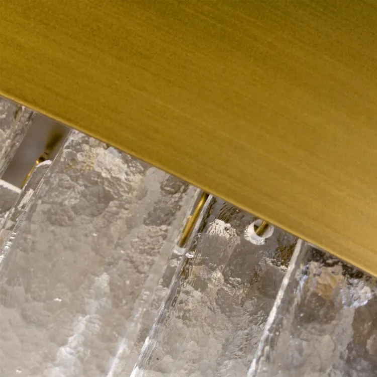 Modern Round Float Glass Chandelier - Brushed Brass Frame