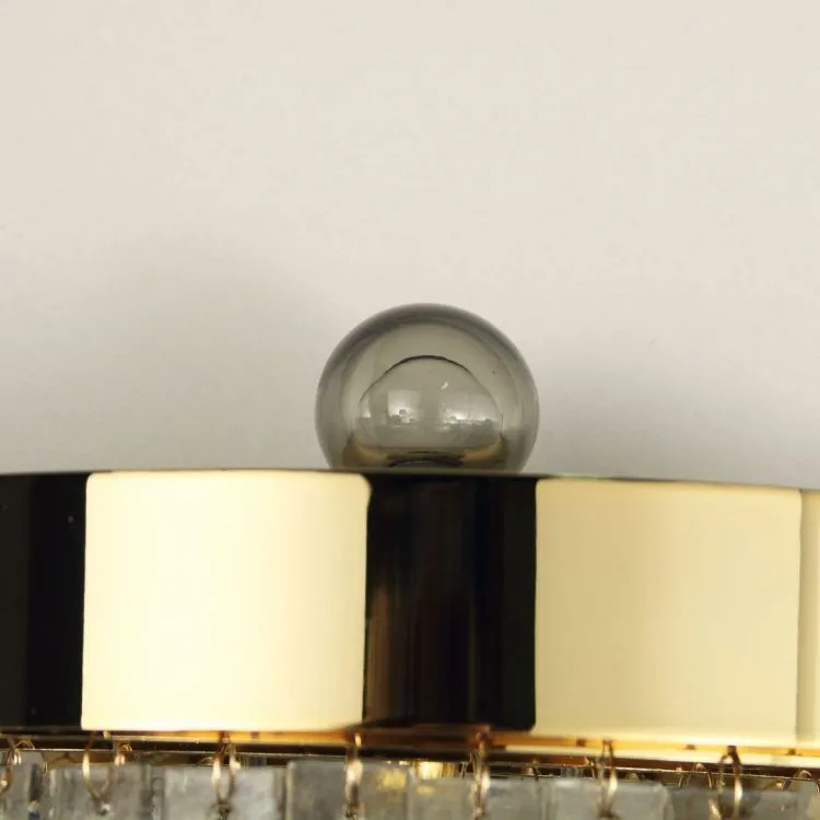 Modern Smoke Glass & Crystal Tiered Wall Lamp