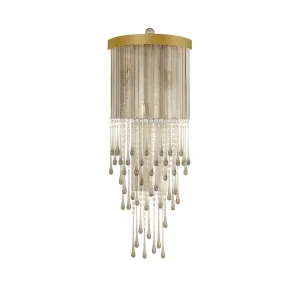 Modern Smoke Glass & Crystal Tiered Wall Lamp