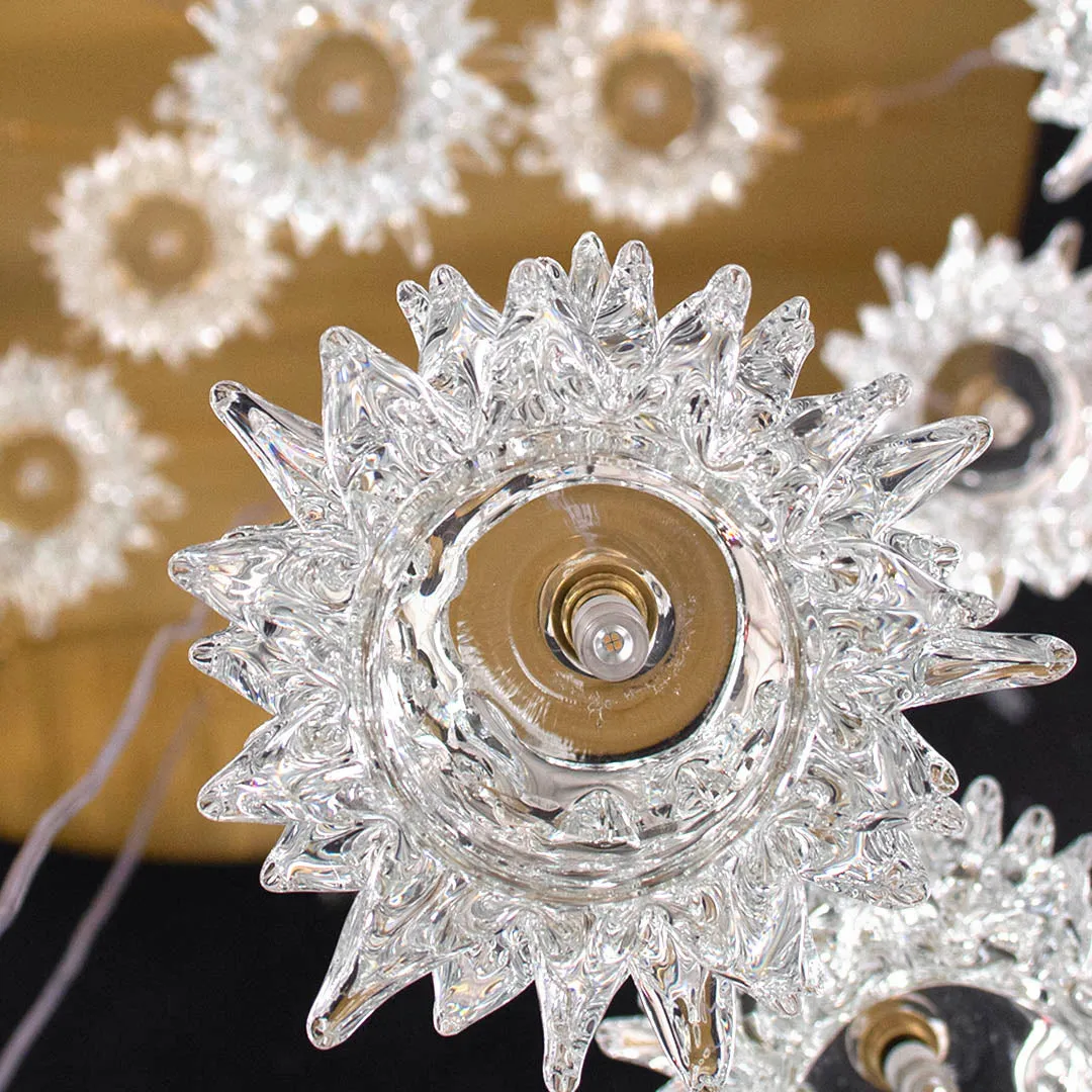 Modern Stairwell Chandelier With Textured Glass Diffusers 150cm