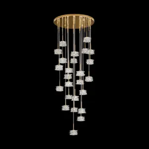Modern Stairwell Chandelier With Textured Glass Diffusers 150cm