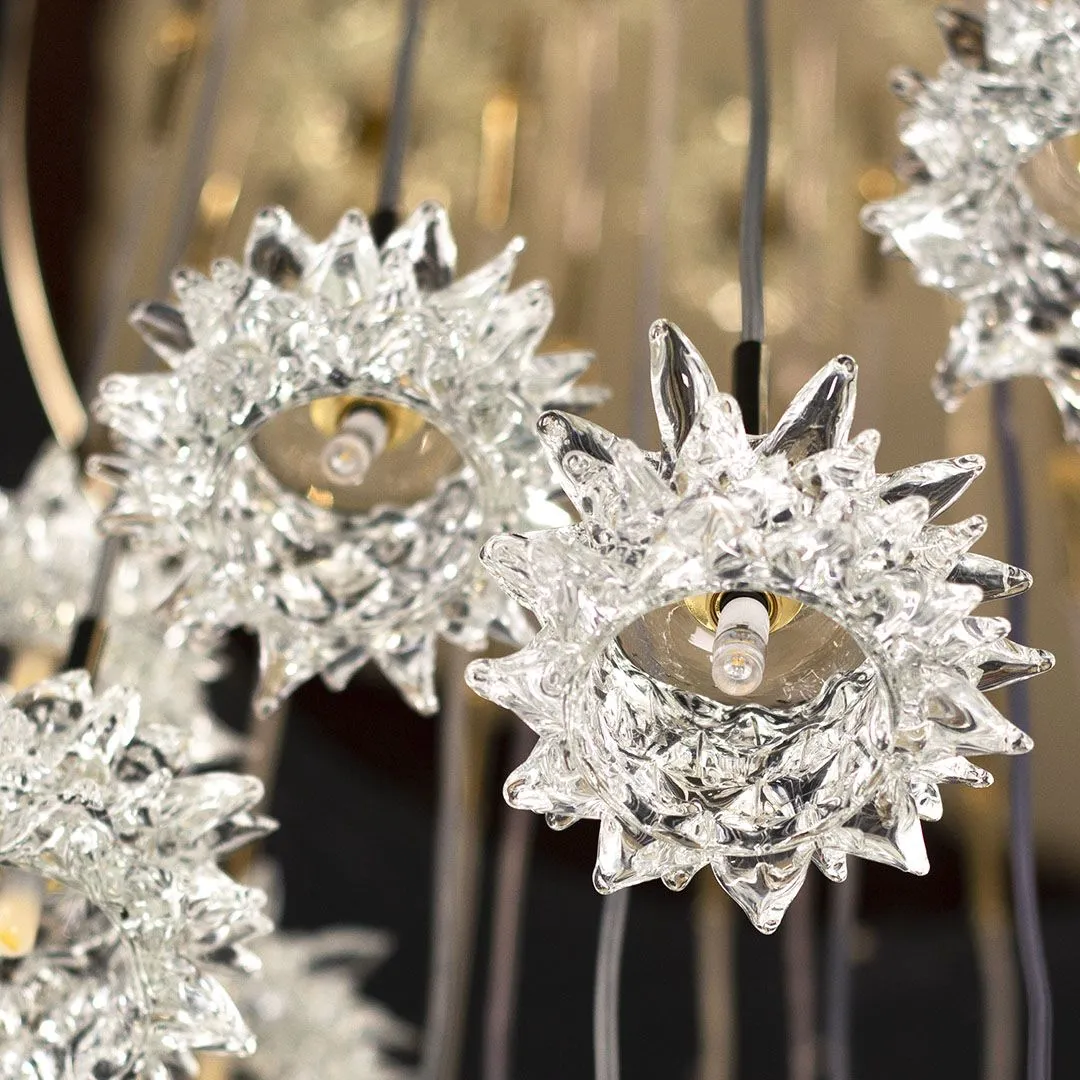 Modern Stairwell Chandelier With Textured Glass Diffusers 150cm