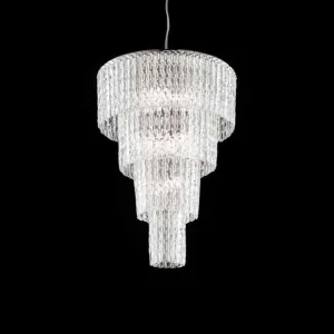 Modern Textured Clear Glass Tiered Chandelier With Chrome Frame
