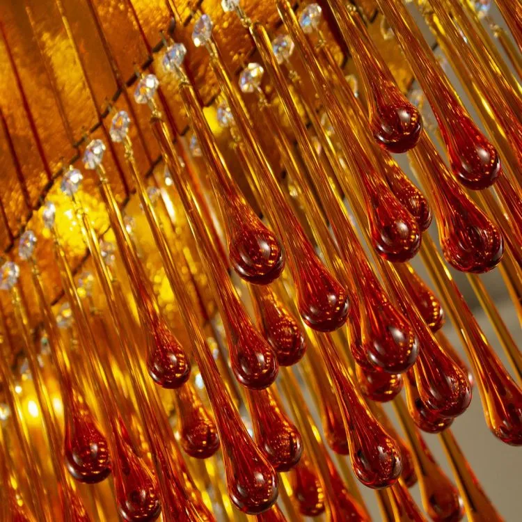 Modern Wave Orange Glass Chandelier With Premium Crystals