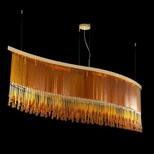 Modern Wave Orange Glass Chandelier With Premium Crystals