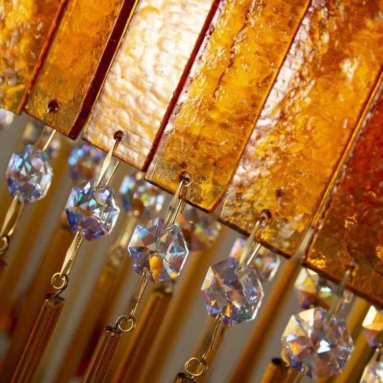 Modern Wave Orange Glass Chandelier With Premium Crystals