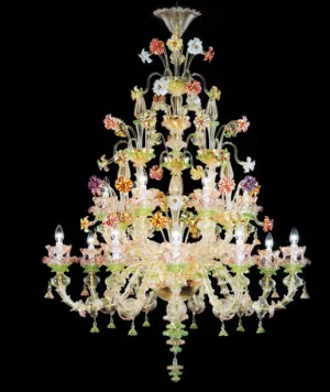 Multicoloured Murano Glass Chandelier In The Rezzonico Style