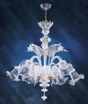 Murano Glass Chandelier With Flowers And Leaves