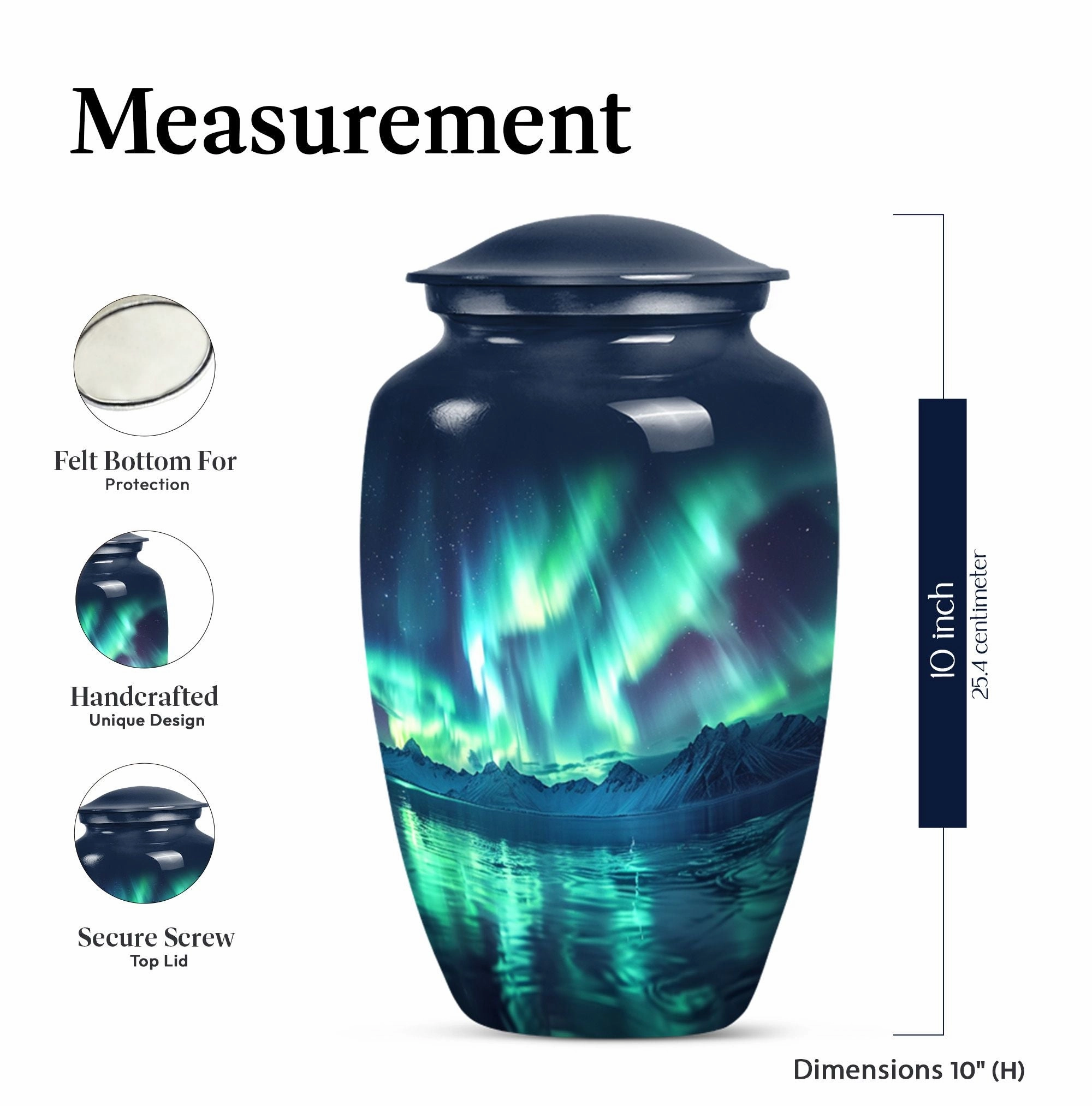 Northern Lights Of Aurora Borealis Funeral Urn for Ashes