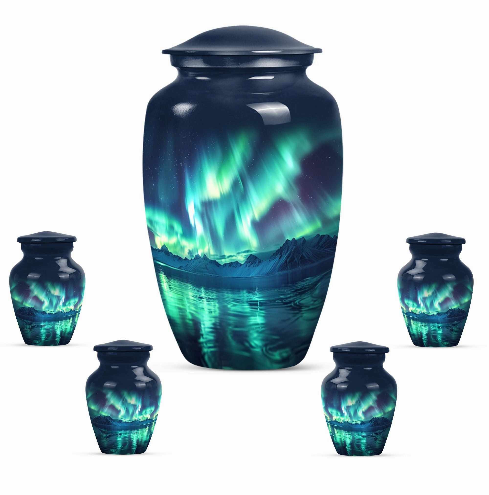 Northern Lights Of Aurora Borealis Funeral Urn for Ashes