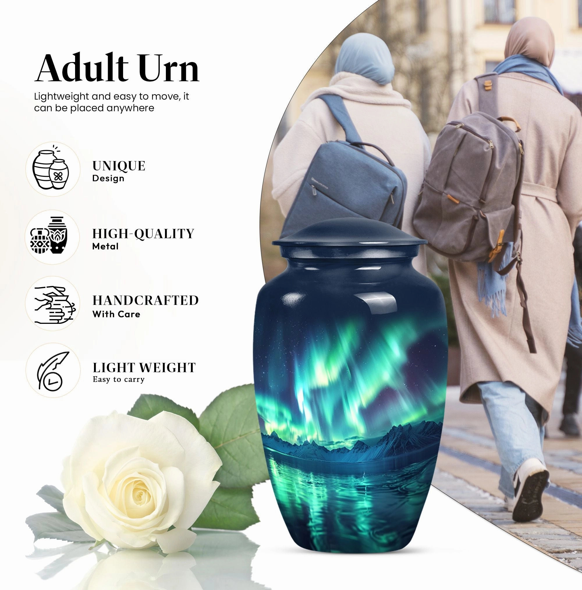 Northern Lights Of Aurora Borealis Funeral Urn for Ashes