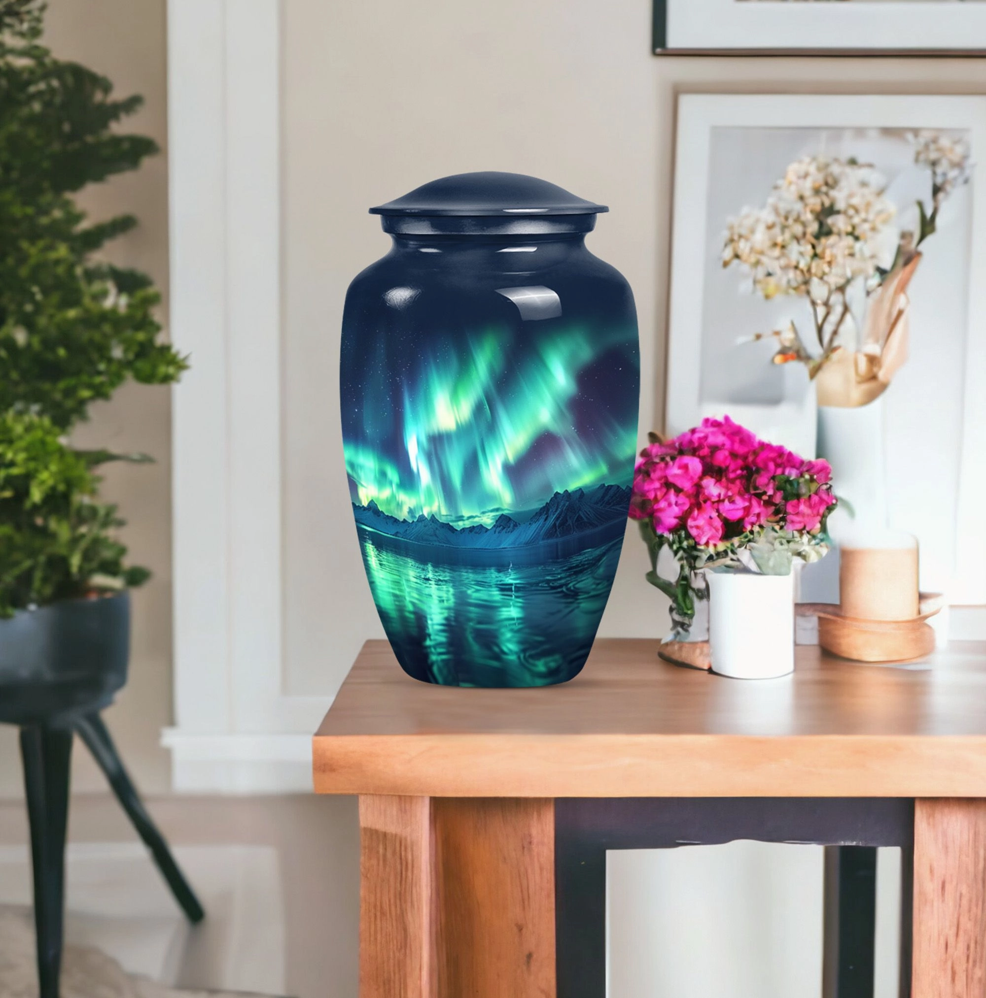 Northern Lights Of Aurora Borealis Funeral Urn for Ashes