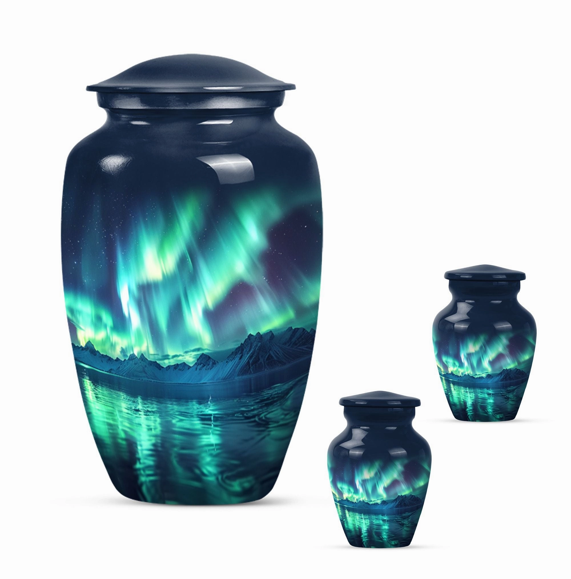Northern Lights Of Aurora Borealis Funeral Urn for Ashes