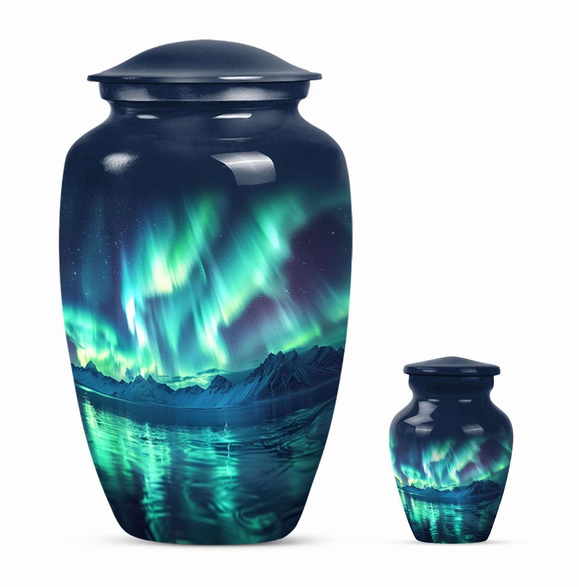 Northern Lights Of Aurora Borealis Funeral Urn for Ashes