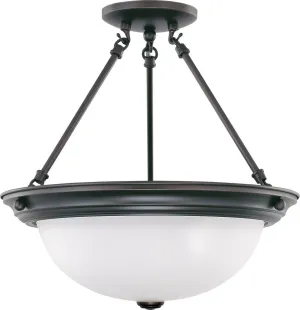 Nuvo Lighting 60-3341 Signature Collection Three Light Energy Star Efficient GU24 Semi Flush Ceiling Mount in Mahogany Bronze Finish