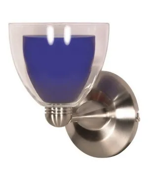 Nuvo Lighting 60-700 One Light Wall Sconce in Brushed Nickel Finish and Cobalt Blue Glass