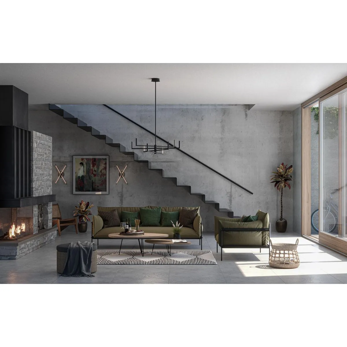 Pivot LED Four-Light Semi-Flush or Wall Mount Fixture